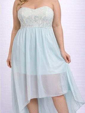 Rue21 Light Blue Lace Strapless Dress - Size XL